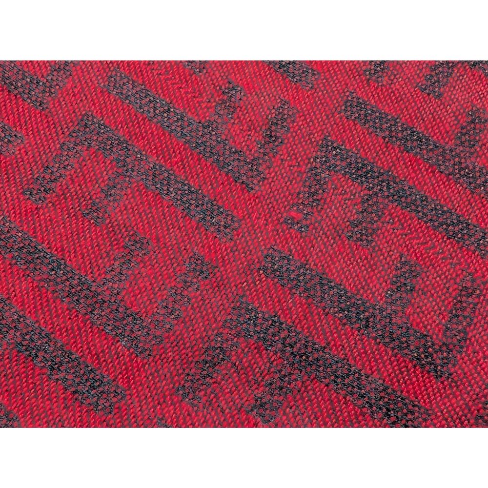 Red Black Pattern Scarf Woven Tassel Rectangular - Picture 4 of 4